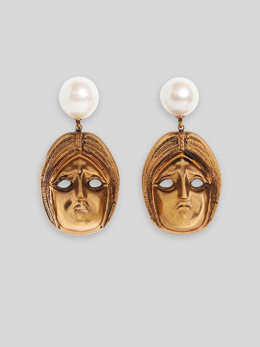 EARRINGS WITH MASKS AND PEARLS - 1