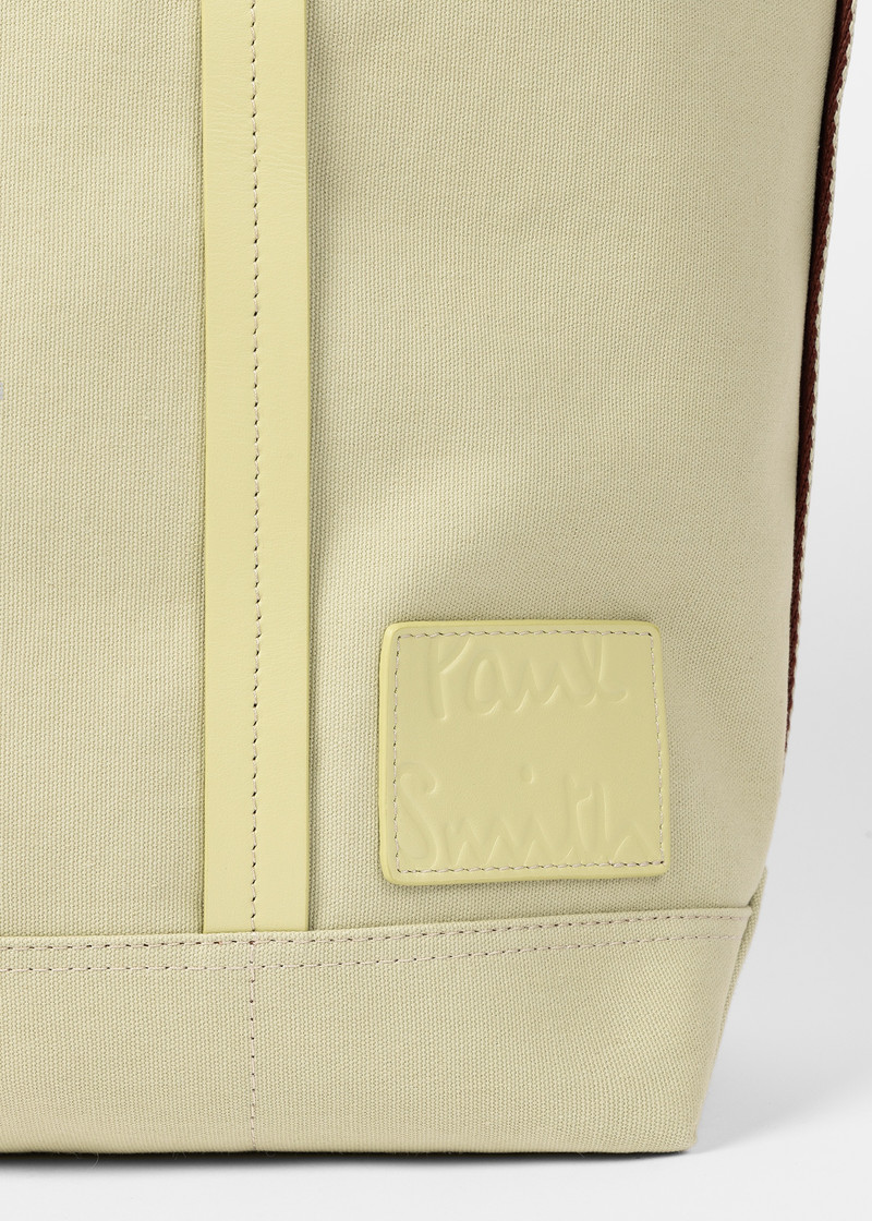 Beige Canvas Reversible Tote Bag With Shoulder Strap 3