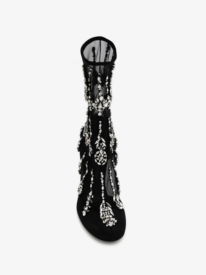 Embroidered Arc Boot in Black/silver - 4