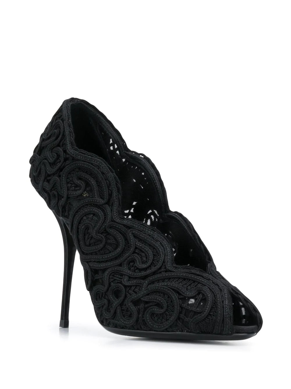 Cordonetto lace peep-toe pumps - 2