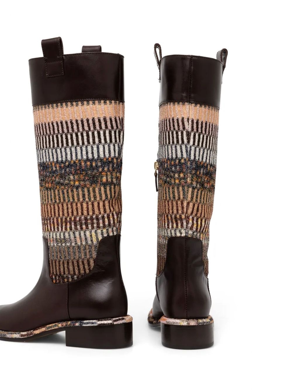 panelled knee-high boots - 4