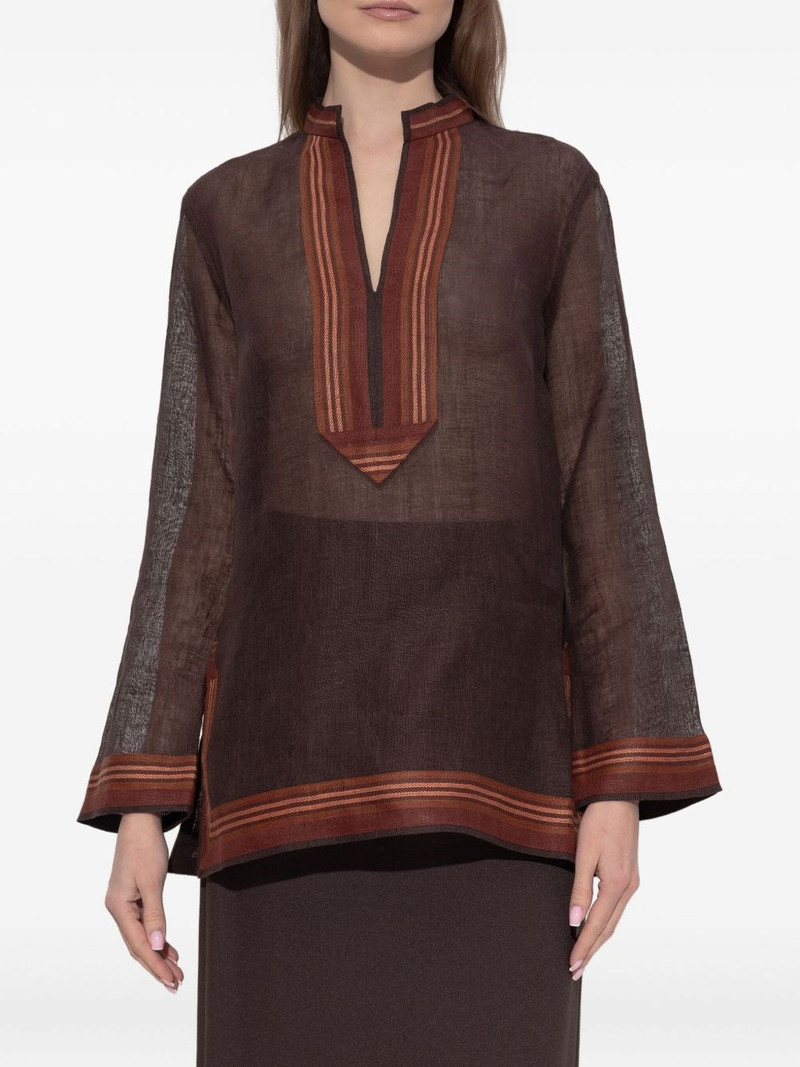 TORY BURCH Linen striped tunic outlook