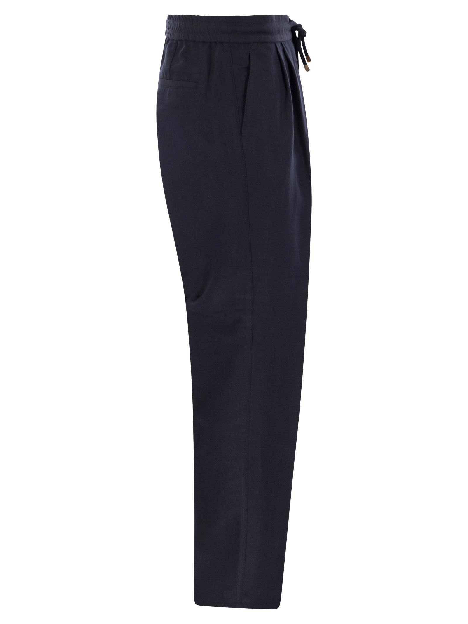 Brunello Cucinelli Men Leisure Fit Trousers In Linen And Cotton Gabardine With Drawstring And Double - 3