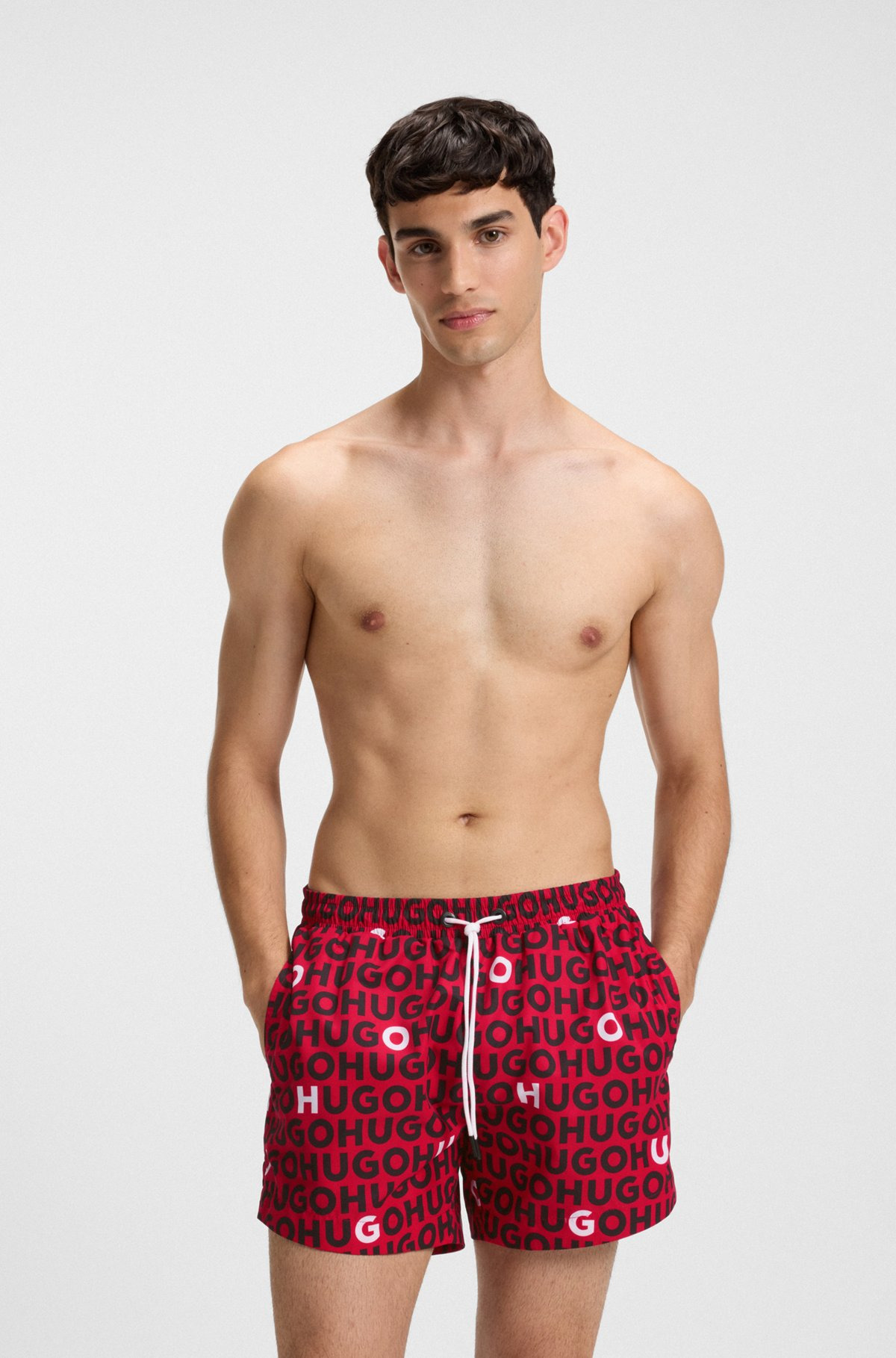 LOGO-PRINT SWIM SHORTS WITH DRAWCORD - 2