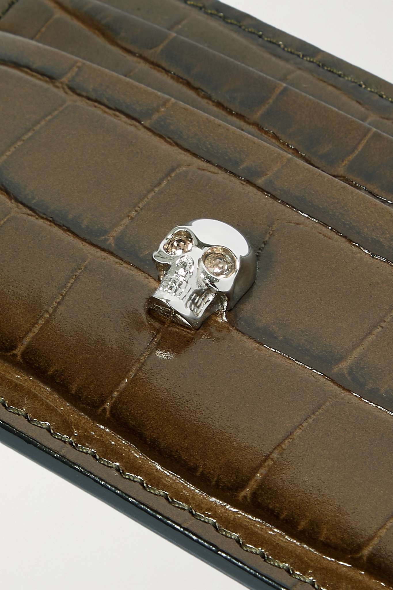 Skull croc-effect leather cardholder - 3