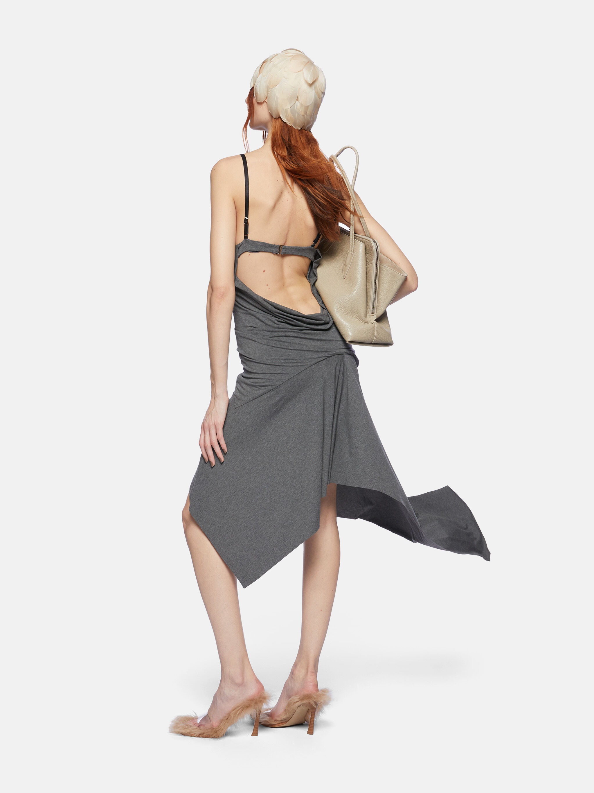 DARK GREY MELANGE MINI DRESS - 3