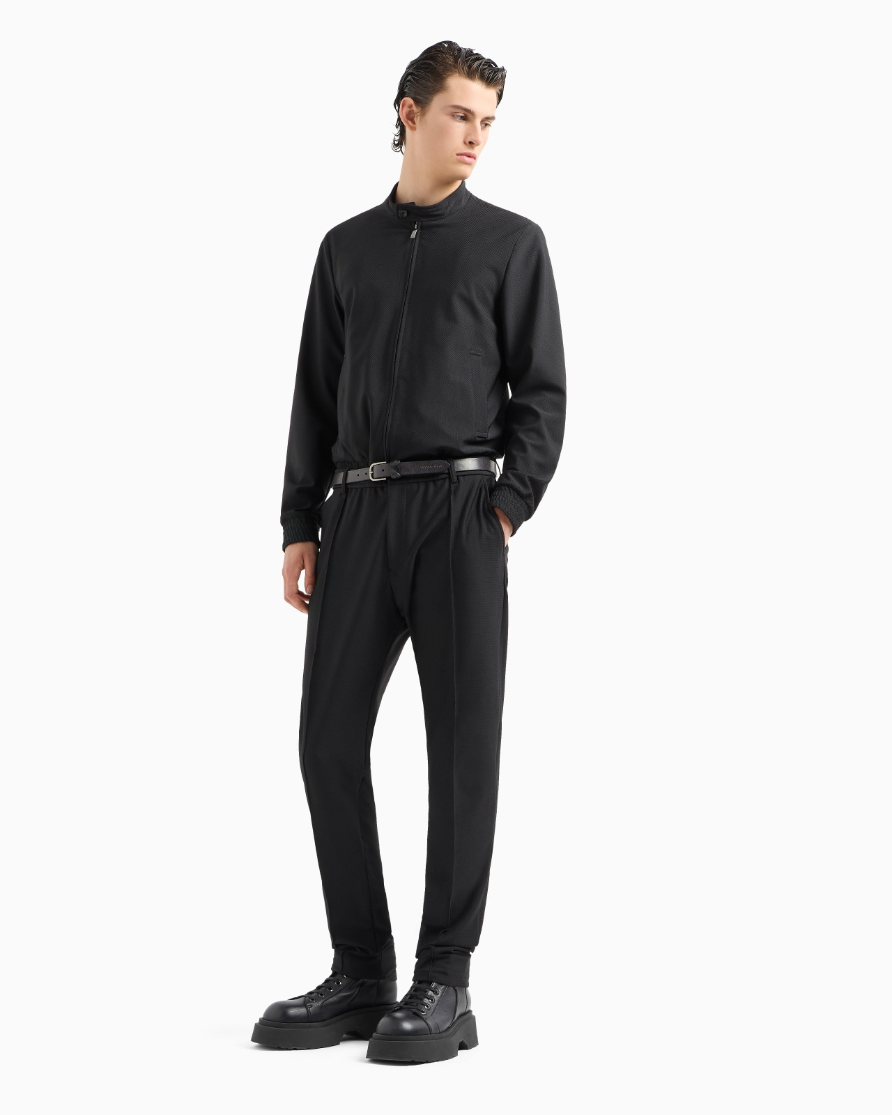 3D-effect micro-pattern technical-jersey trousers with ribbing - 4