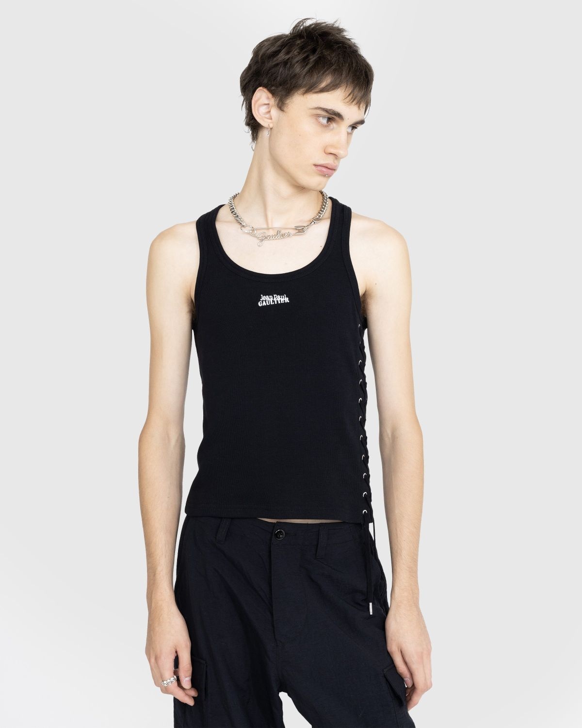 Jean Paul Gaultier – Tanktop With Laced Side Details Black - 2