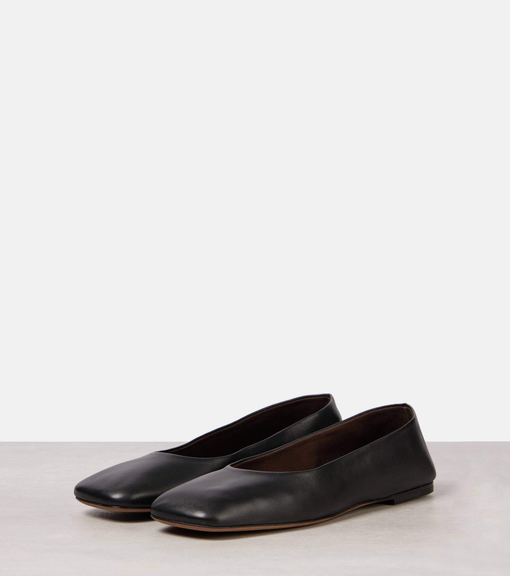 Square leather ballet flats - 4