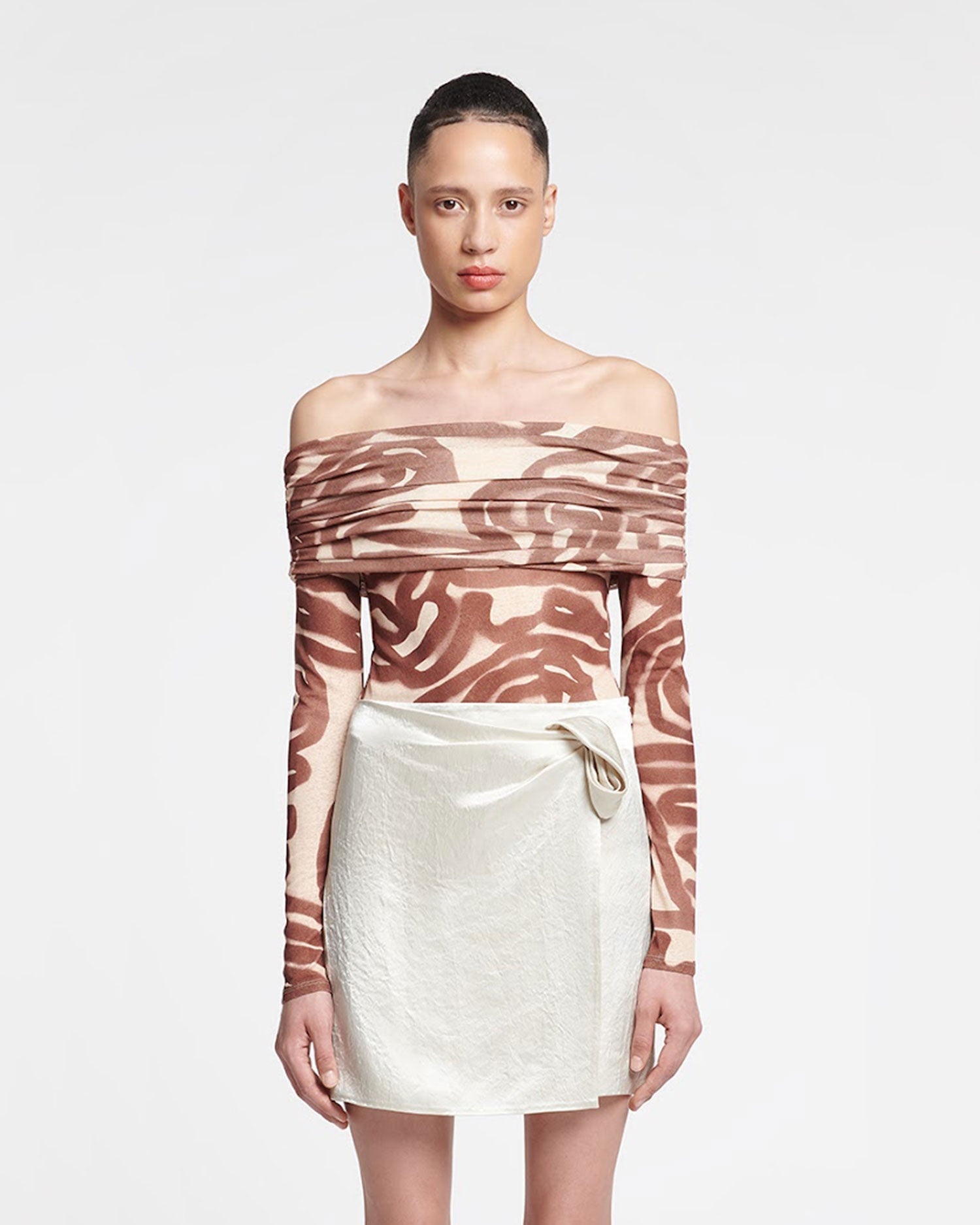 Ruched Crinkled-Satin Mini Skirt - 2