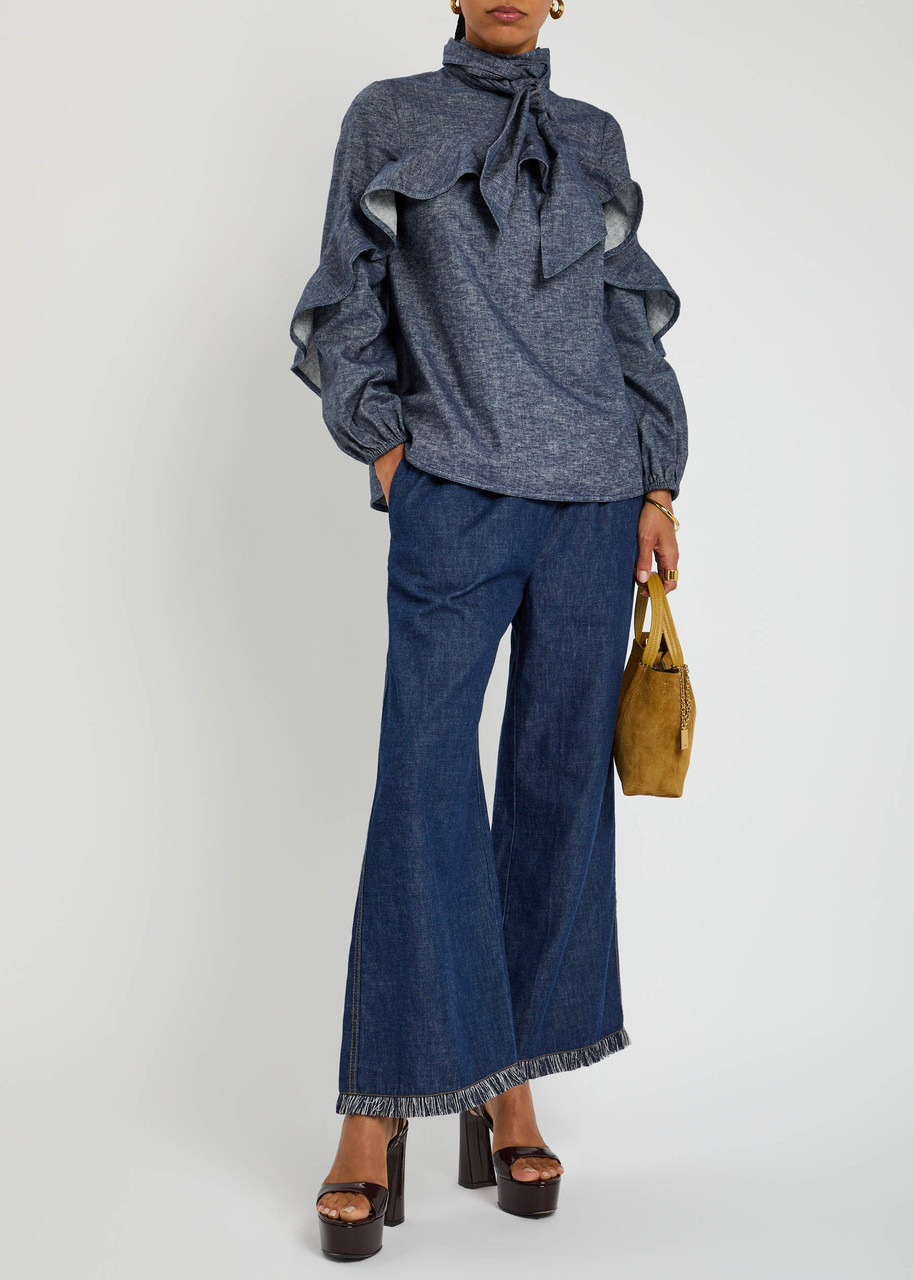 Zimmermann Hypnotic Chambray Linen-blend Blouse - 4