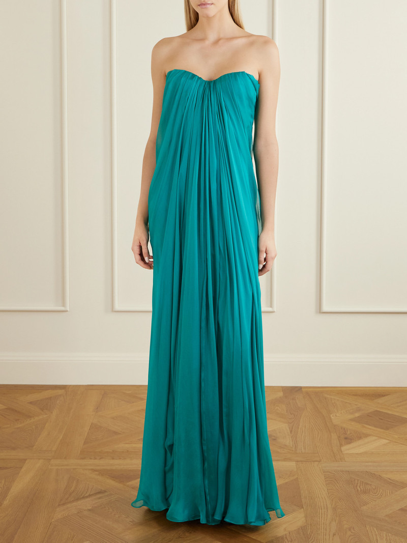 Alexander McQueen Strapless Draped Silk-chiffon Bustier Gown outlook