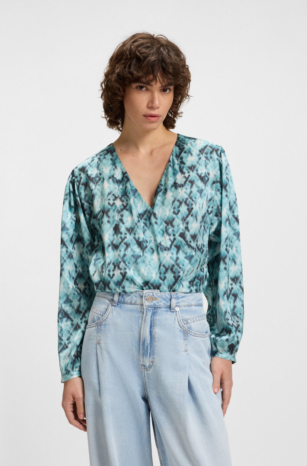 REGULAR-FIT BLOUSE IN PRINTED HAMMERED SATIN - 2