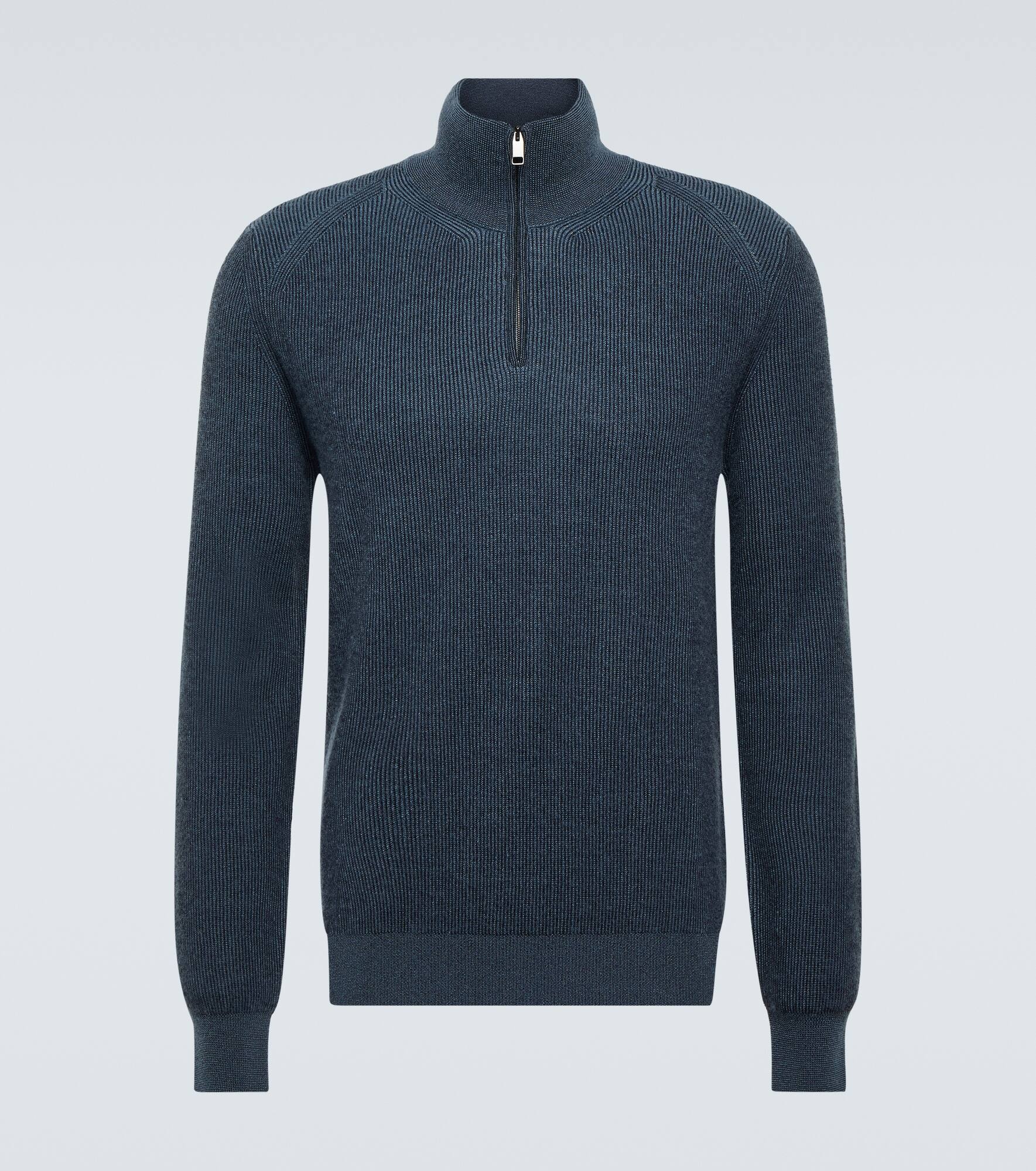 Cashmere, wool, and silk half-zip sweater - 1