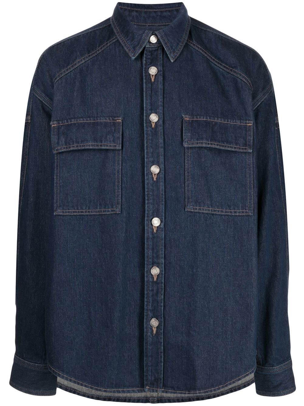 logo-patch denim shirt - 1