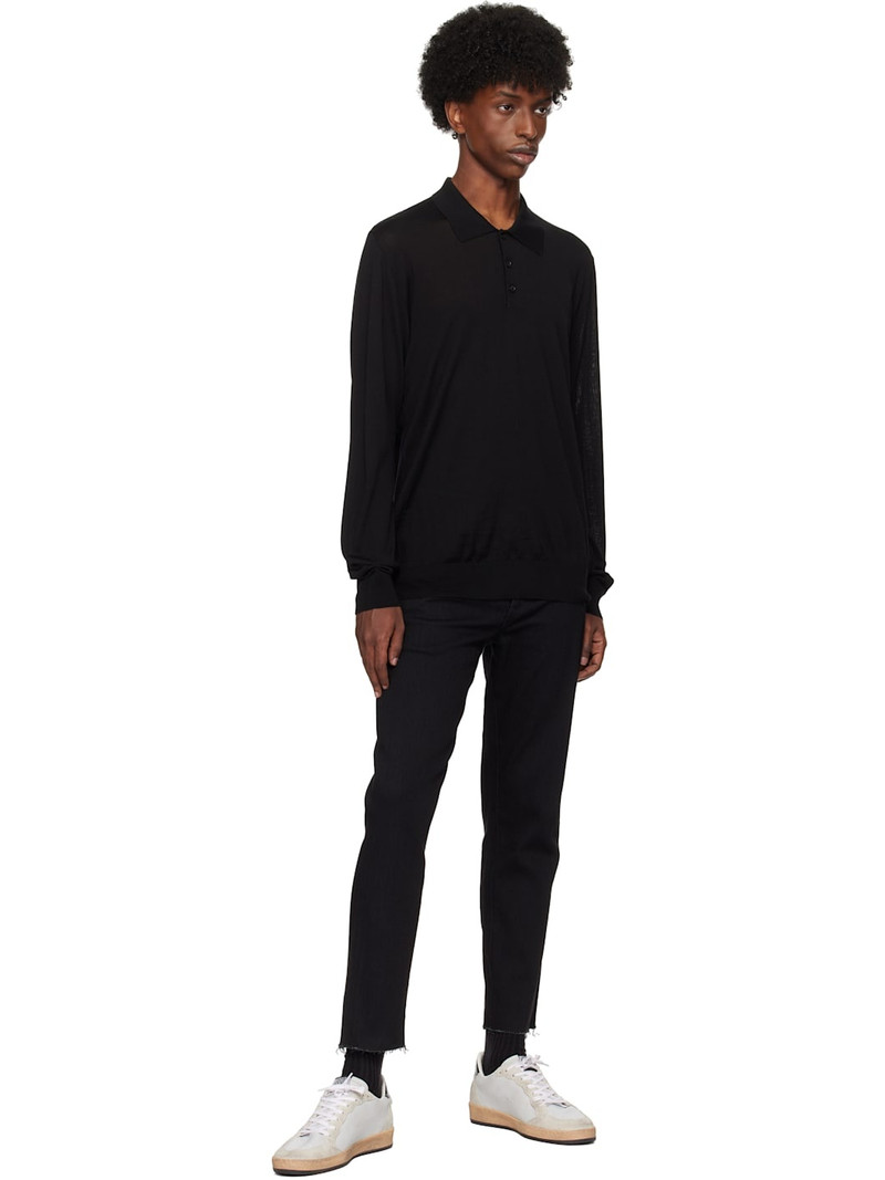 Golden Goose Black Long-Sleeved Merino Wool Polo outlook