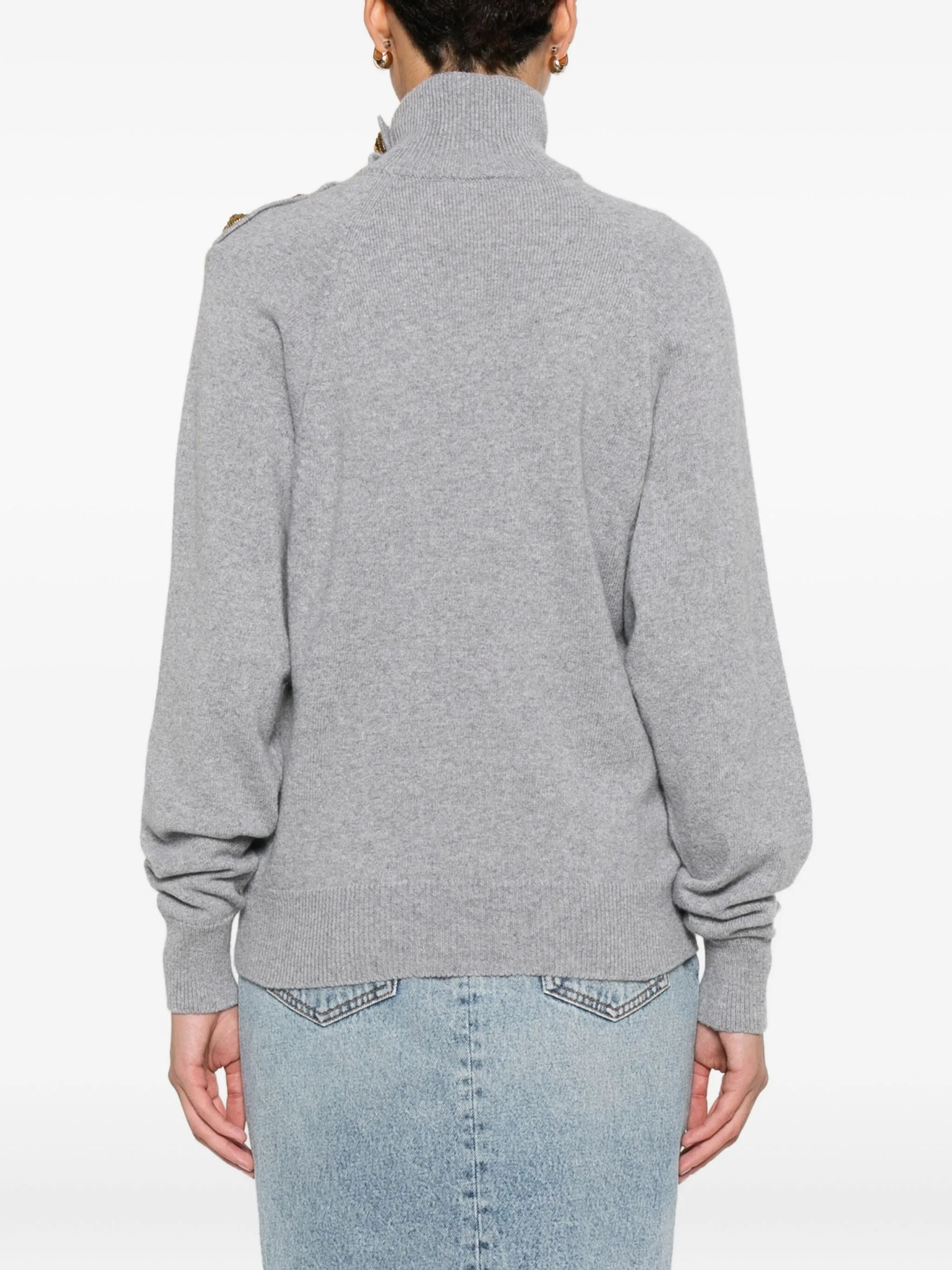 high-collar button-detail sweater - 4