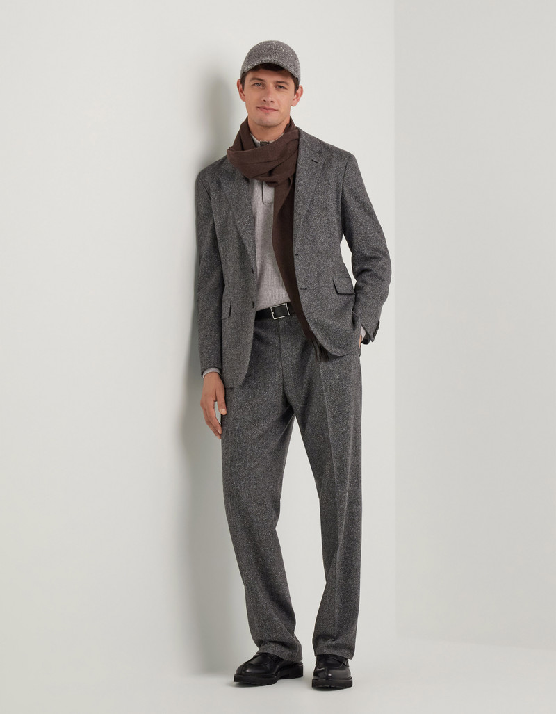 Canali GRAY AND WHITE RELAXED FIT STRETCH WOOL BLEND PANTS outlook