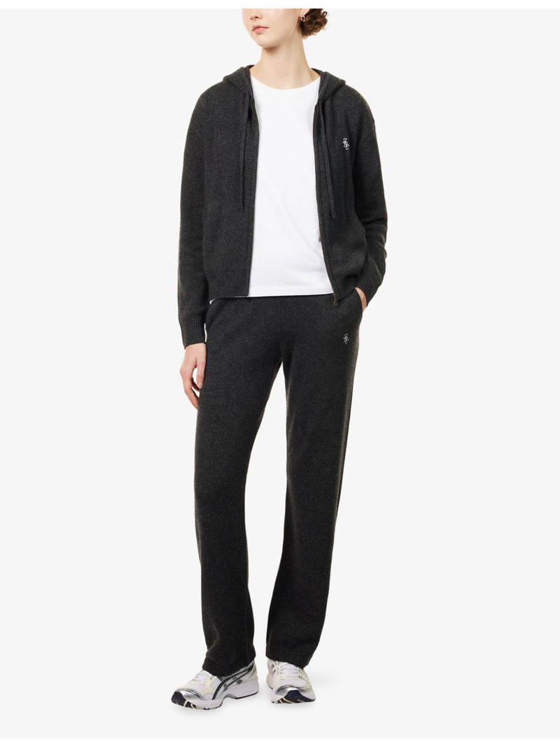 Sporty & Rich Duty Cash Embroidered-Logo Cashmere-And-Wool Hoodie outlook