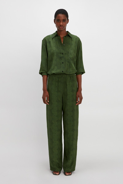 Victoria Beckham Pyjama Trouser in Green Snake outlook