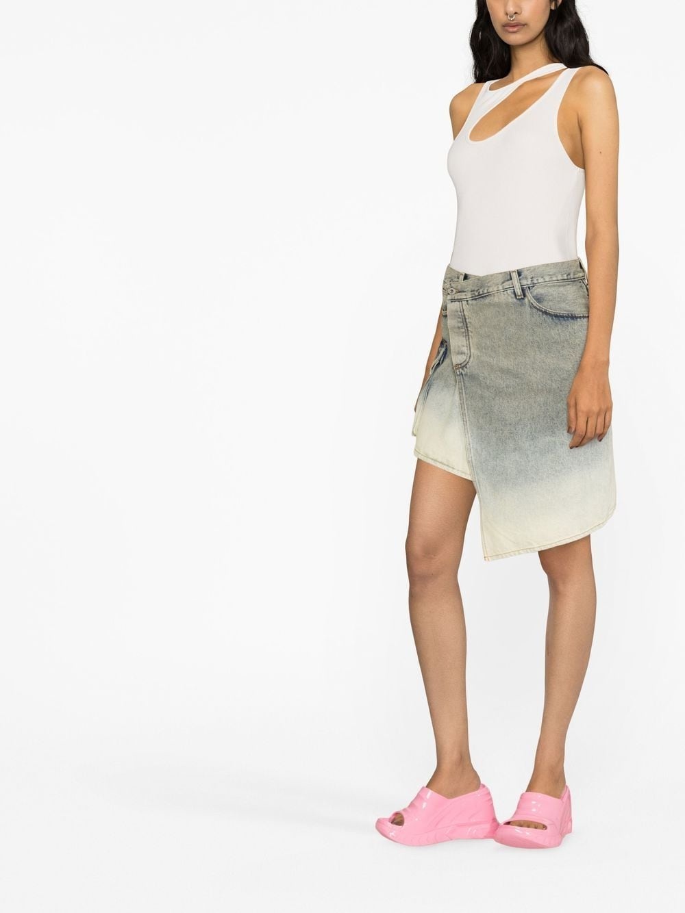 asymmetric denim skirt - 4