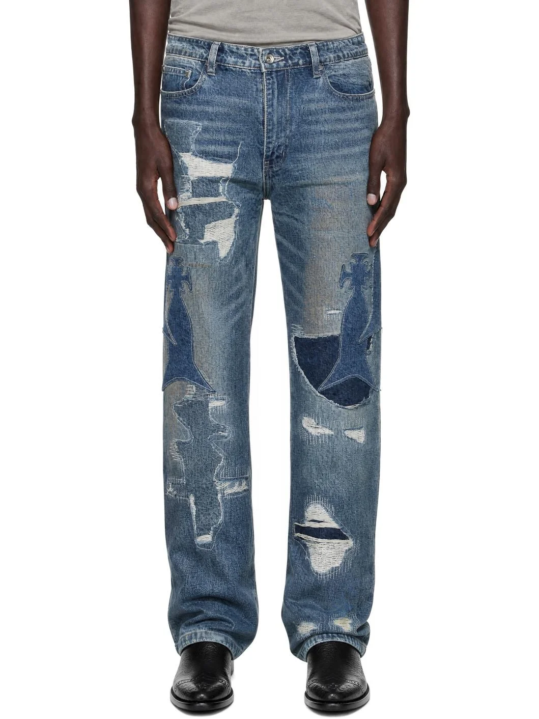 Blue Slim Fit Wax Wash Jeans - 1