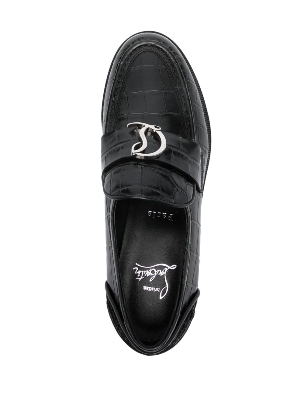 logo-plaque leather loafers - 4