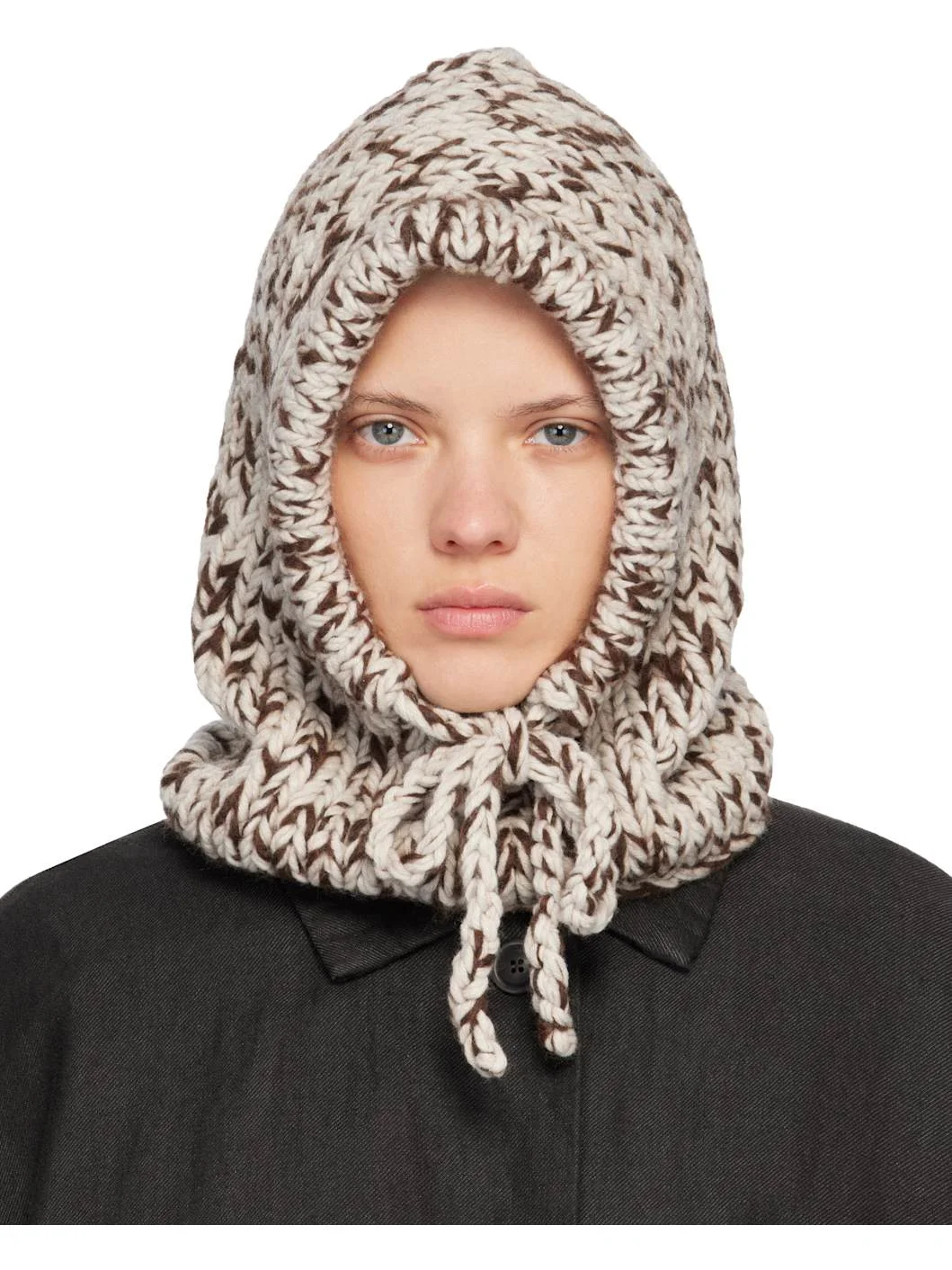 Brown Hand-Knit Hood - 1