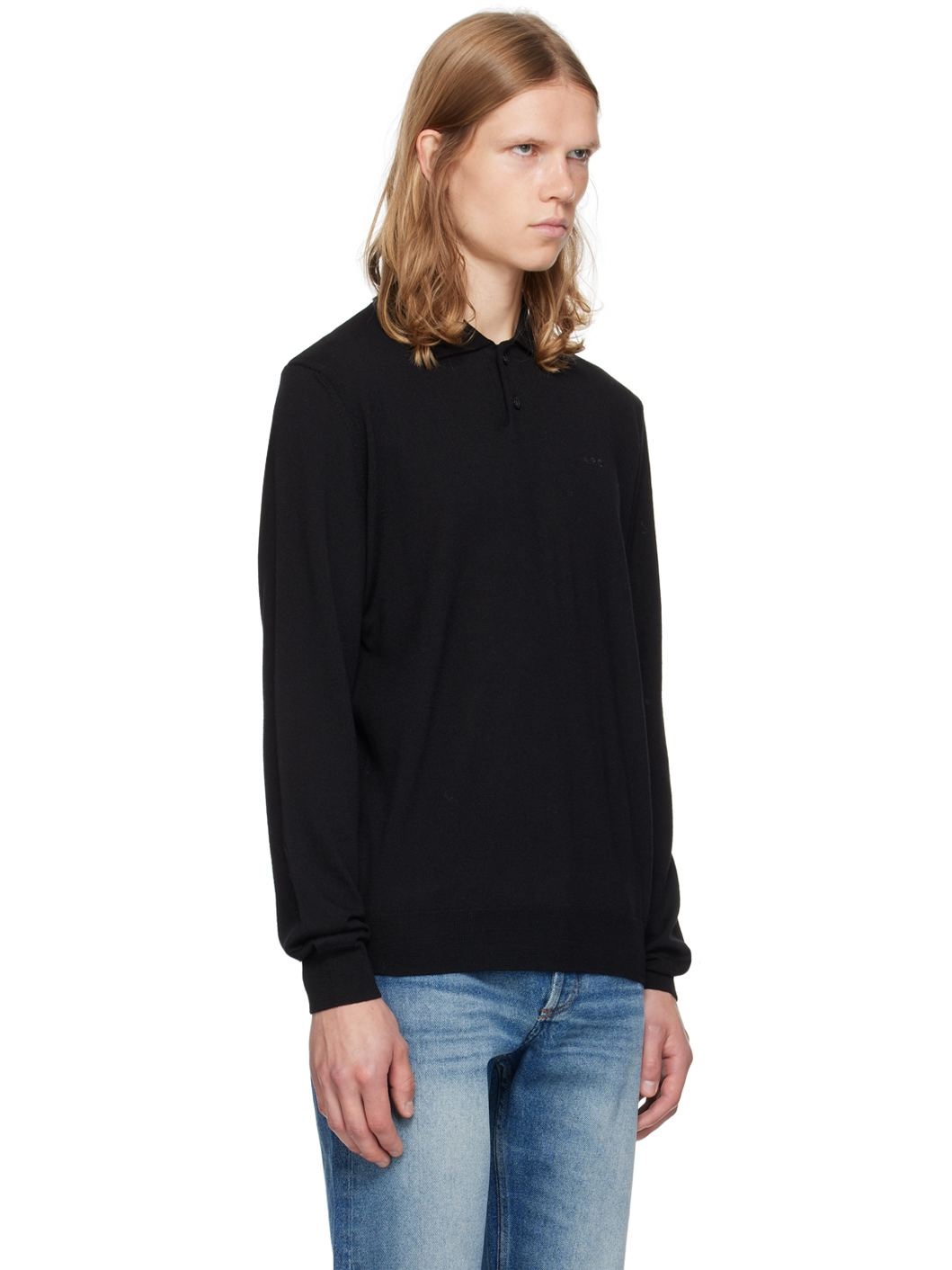 Black Jacob Embroidered Logo Polo - 2
