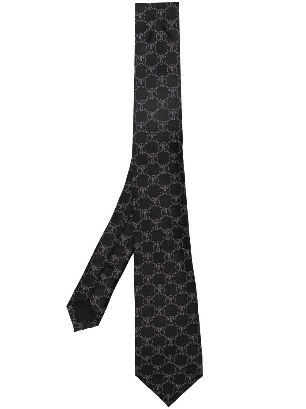 silk embroidered-logo tie - 1