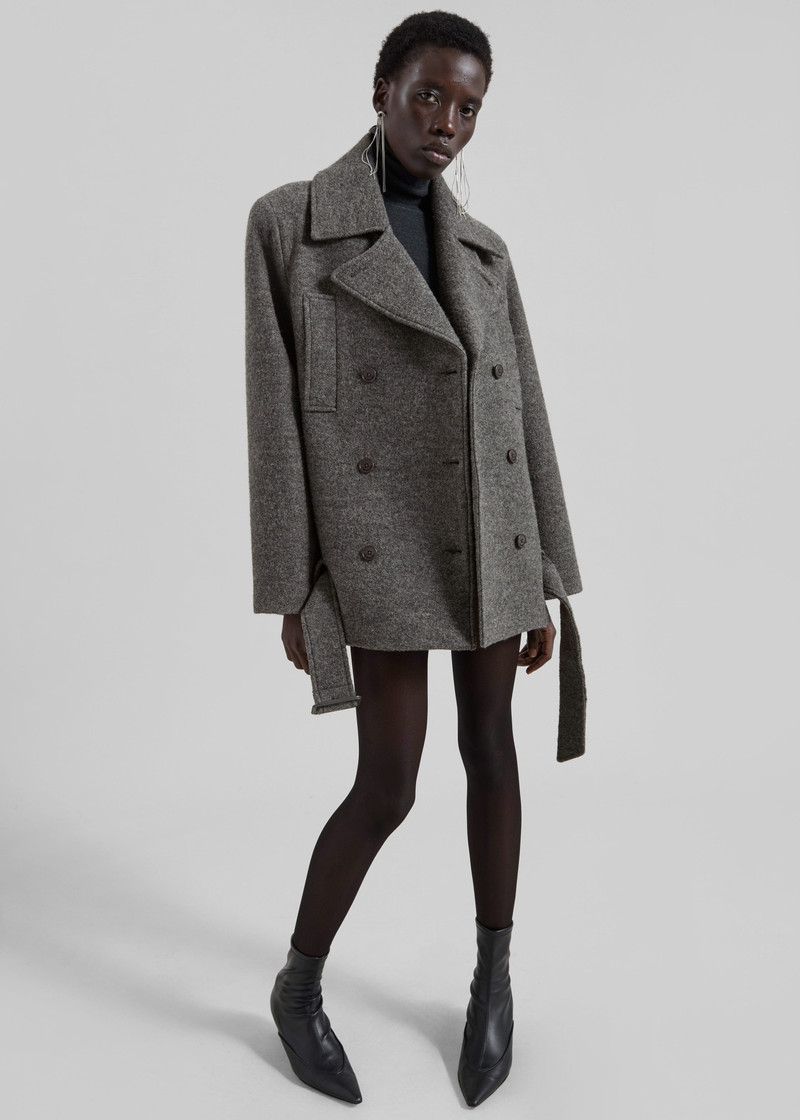 Scothern Brushed Wool Peacoat - Grey Melange 7