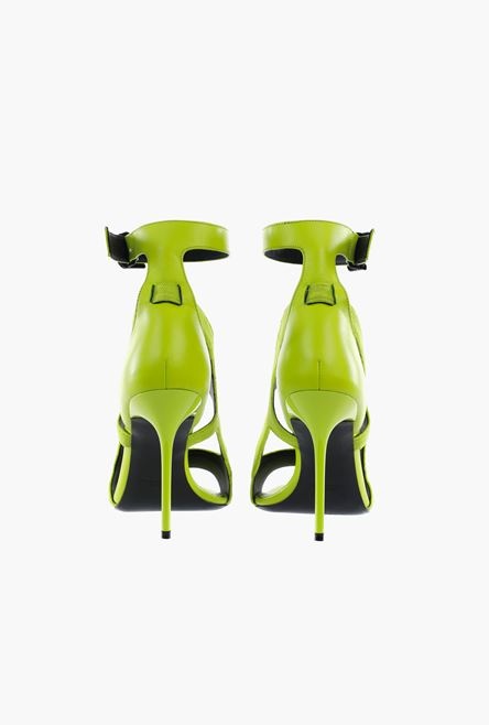 Lime green leather and knit Selena sandals - 3
