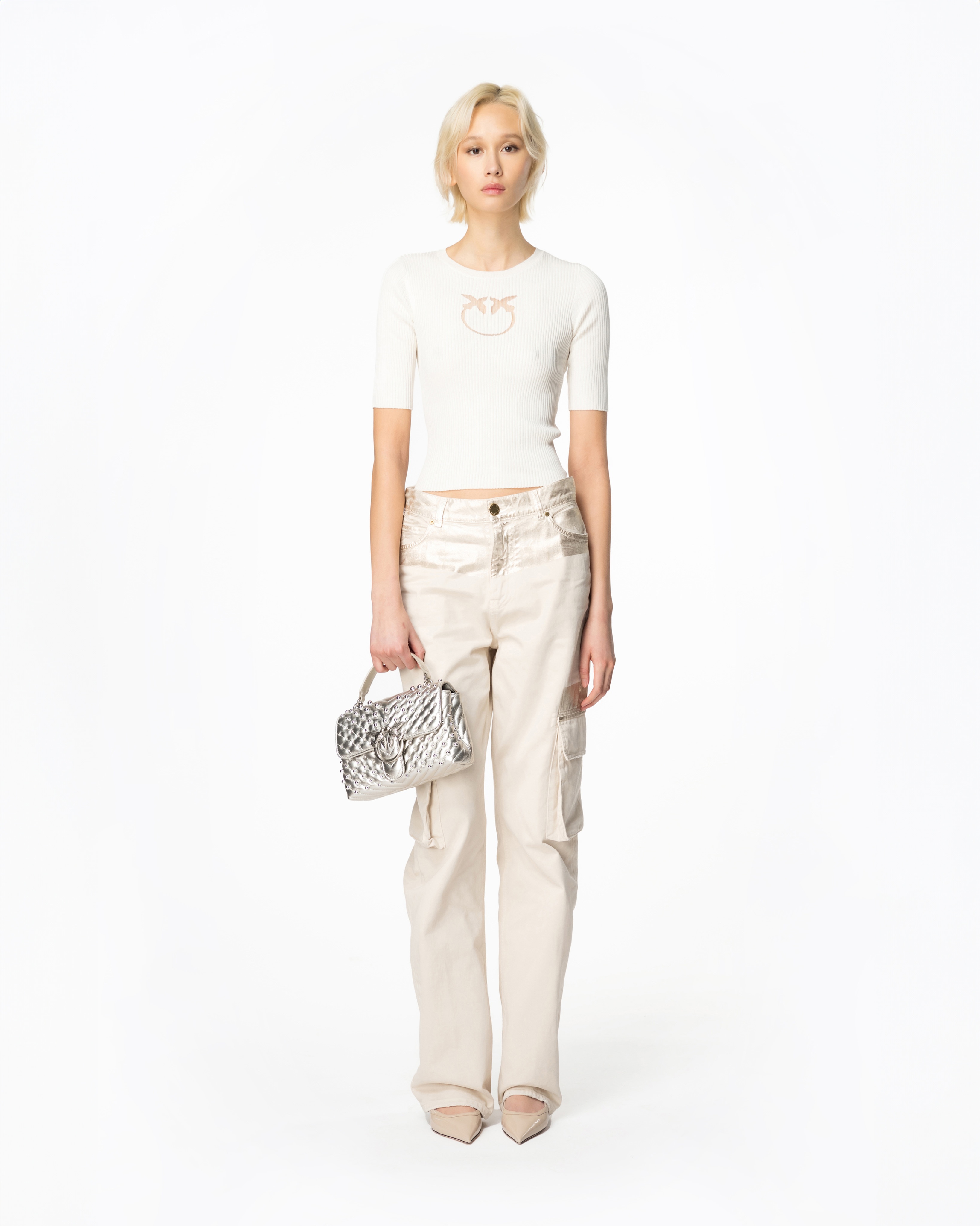 RIBBED SWEATER WITH TRANSPARENT LOVE BIRDS LOGO - 2