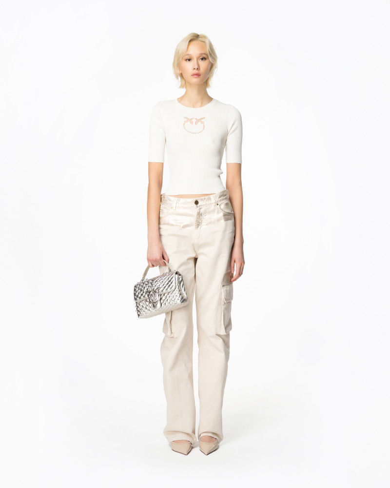 PINKO RIBBED SWEATER WITH TRANSPARENT LOVE BIRDS LOGO outlook