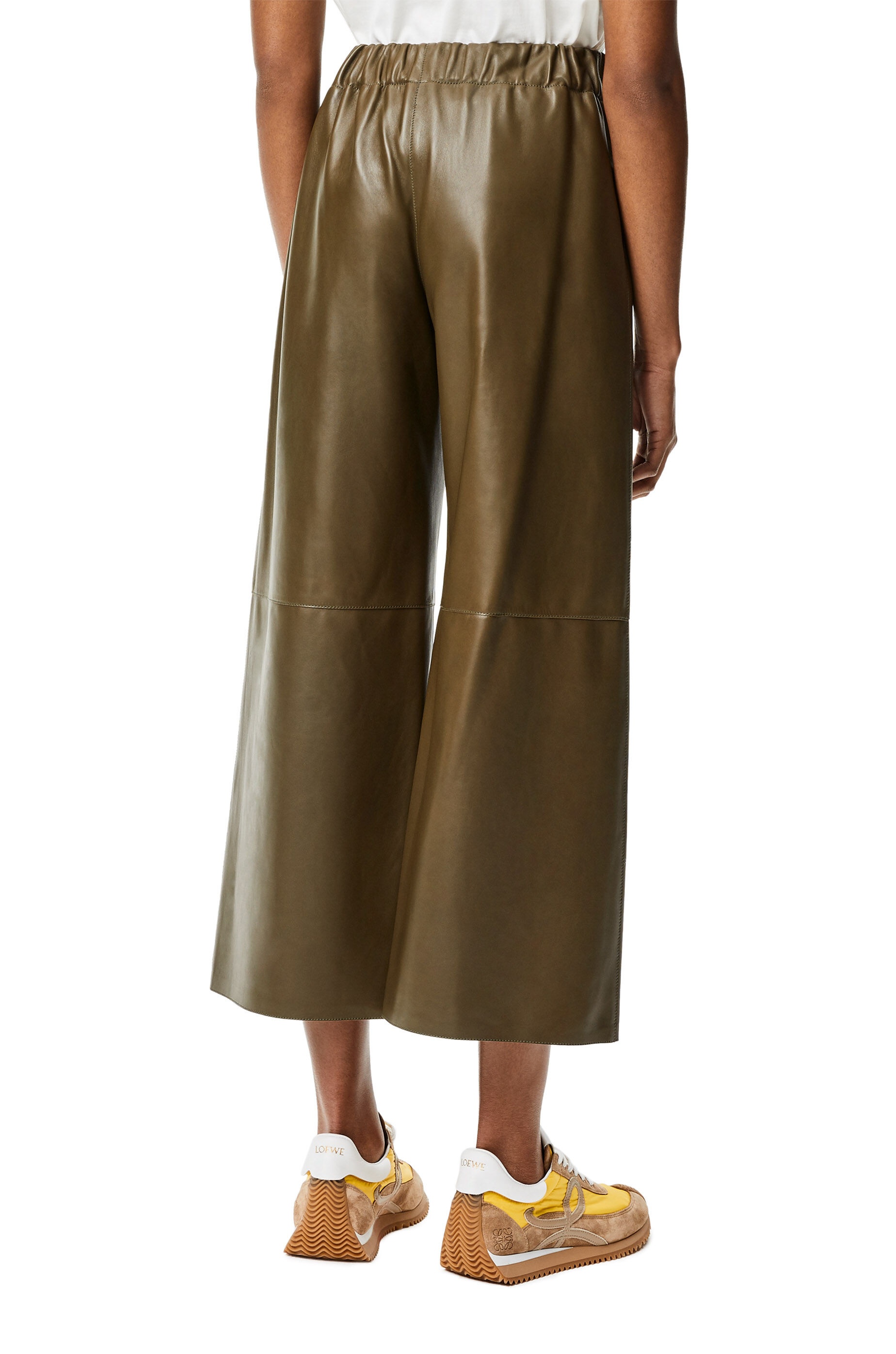 Cropped elasticated waist trousers in nappa - 4