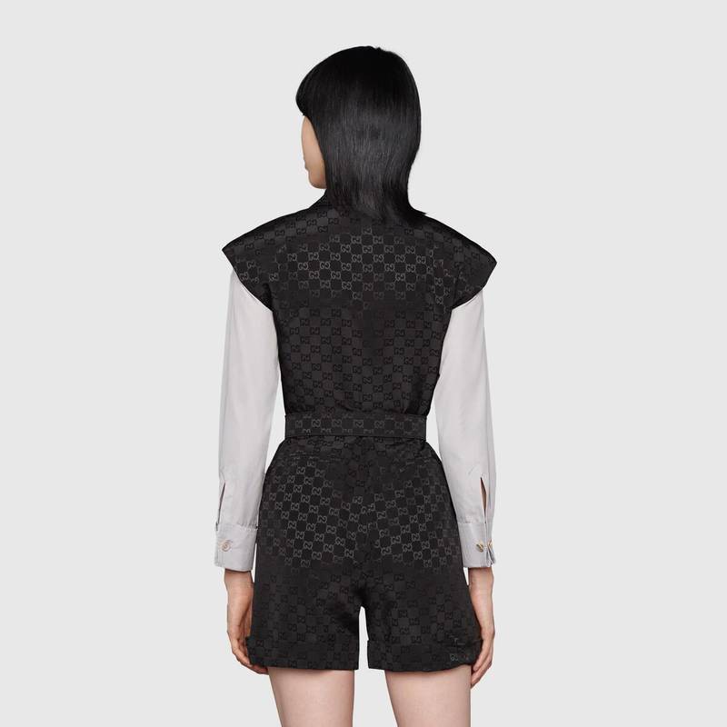 Faille jumpsuit with G buckle belt 4