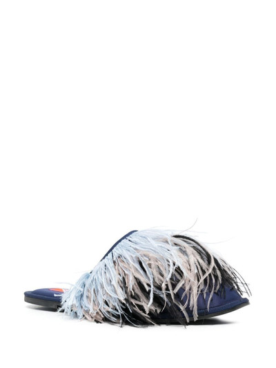 La DoubleJ feather-detail slippers outlook