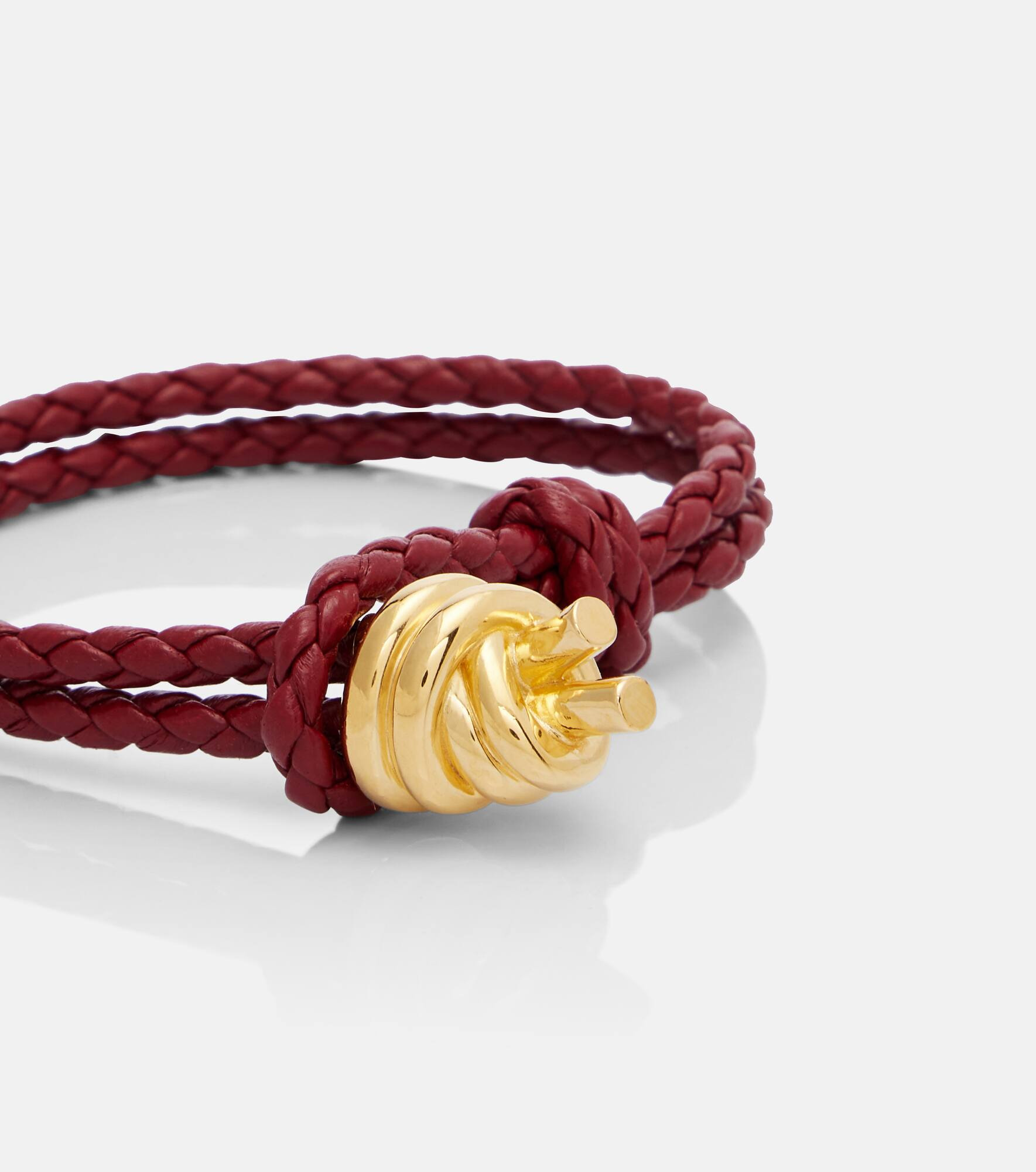 Knot braided leather and sterling silver bracelet - 2