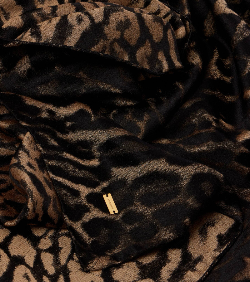Leopard-print silk and cashmere scarf 4