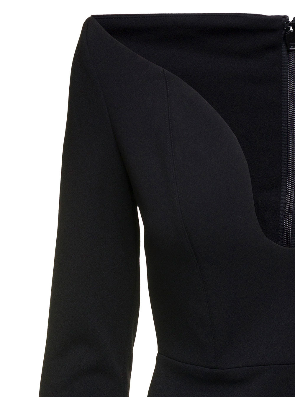 Solace London Women Black ' Uma' Mini Dress With Long Sleeves And U-Neck In Polyester Woman - 3