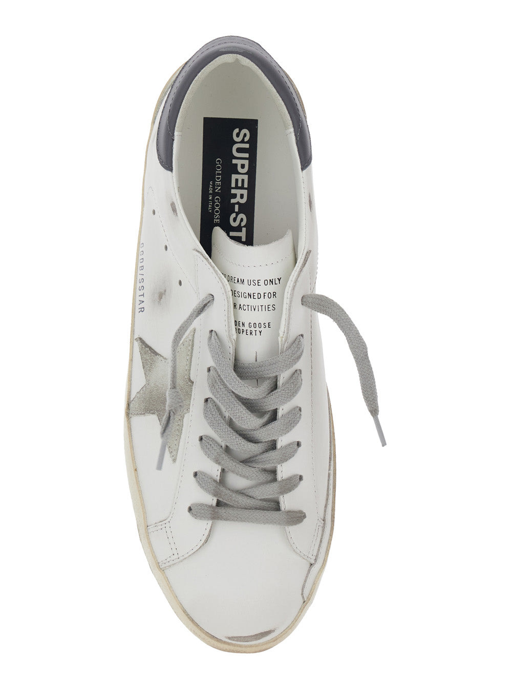 Golden Goose Men 'Superstar' White Vintage Low Top Sneakers With Grey Heel Tab In Leather Man - 4