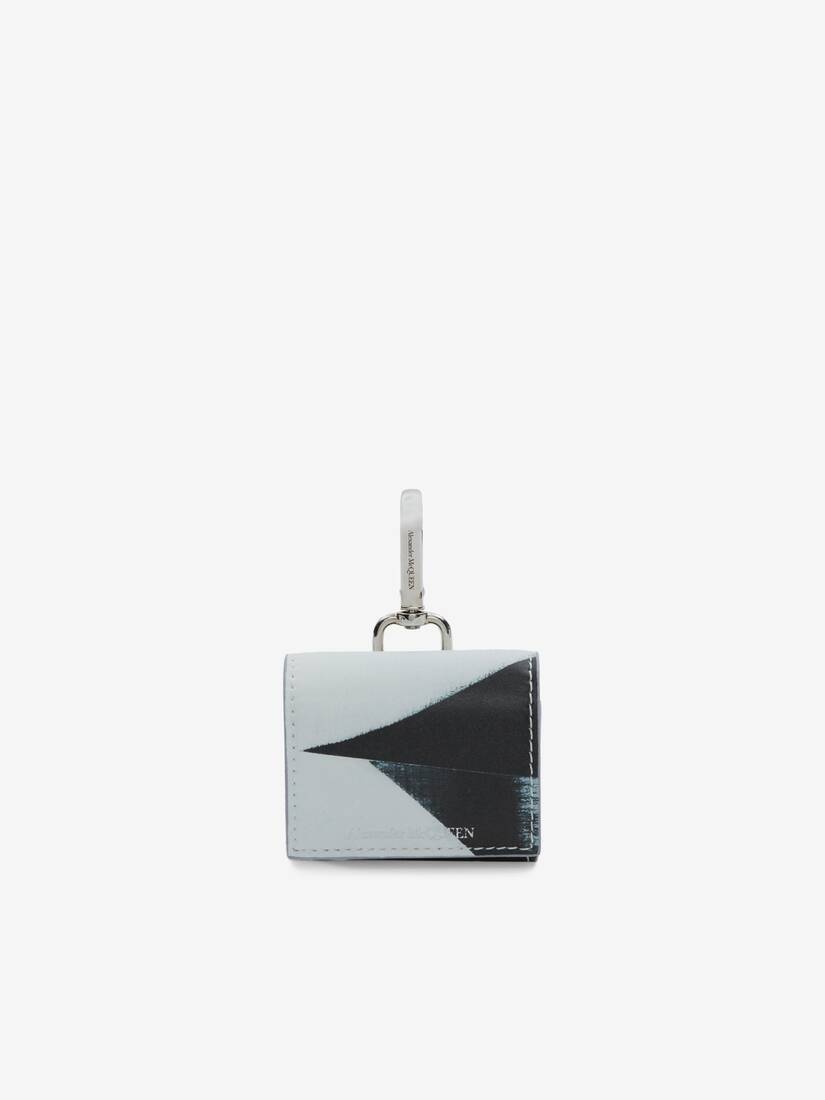 Men's Brushstroke Airpods Case With Strap in Black/white - 1