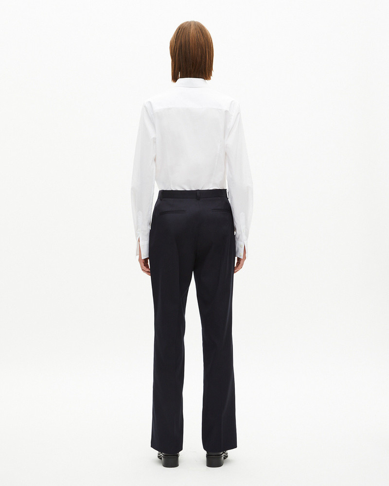 STRAIGHT NAVY WOOL PANTS 4