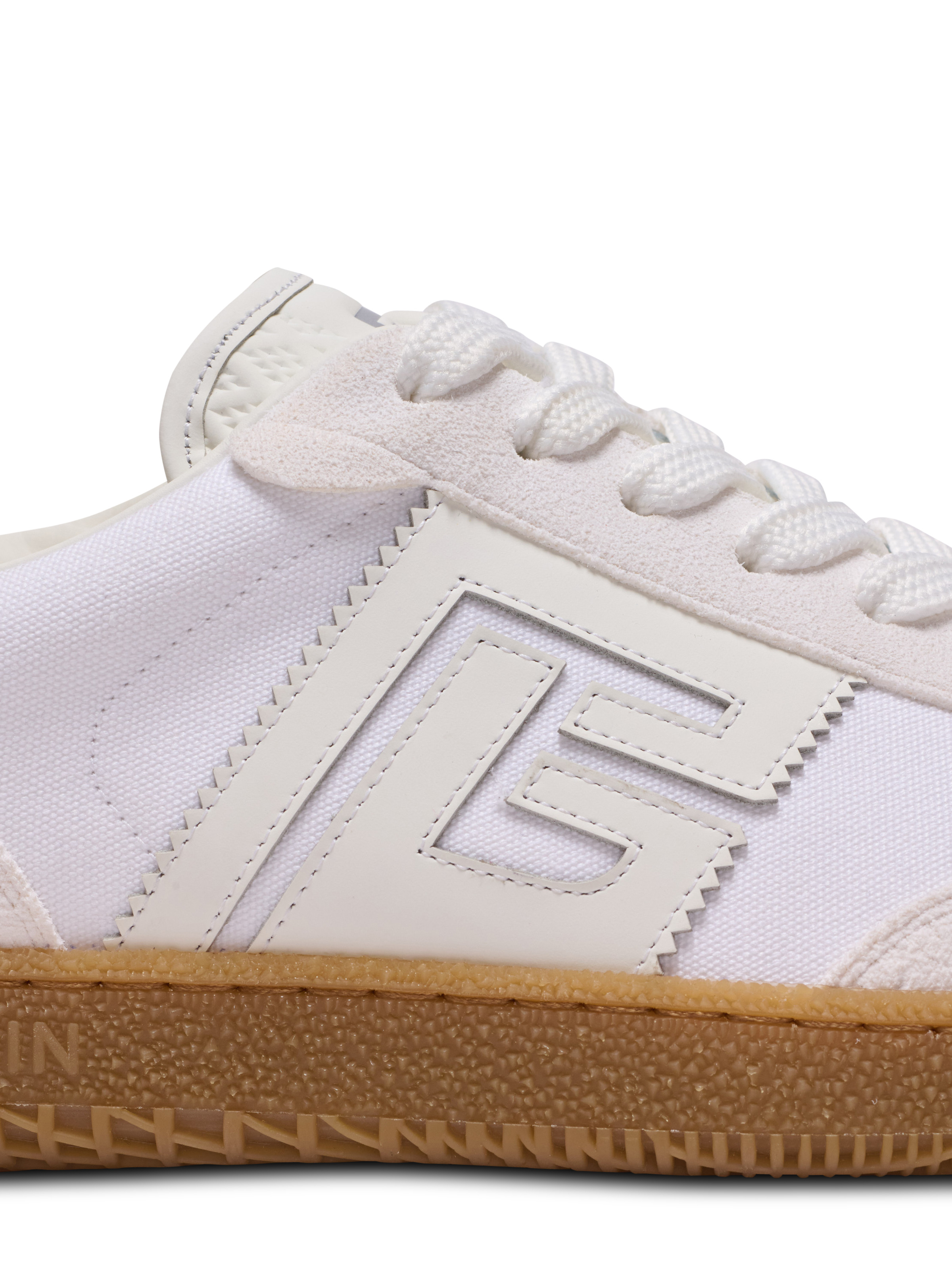 Leather and canvas Balmain Swan trainers - 7