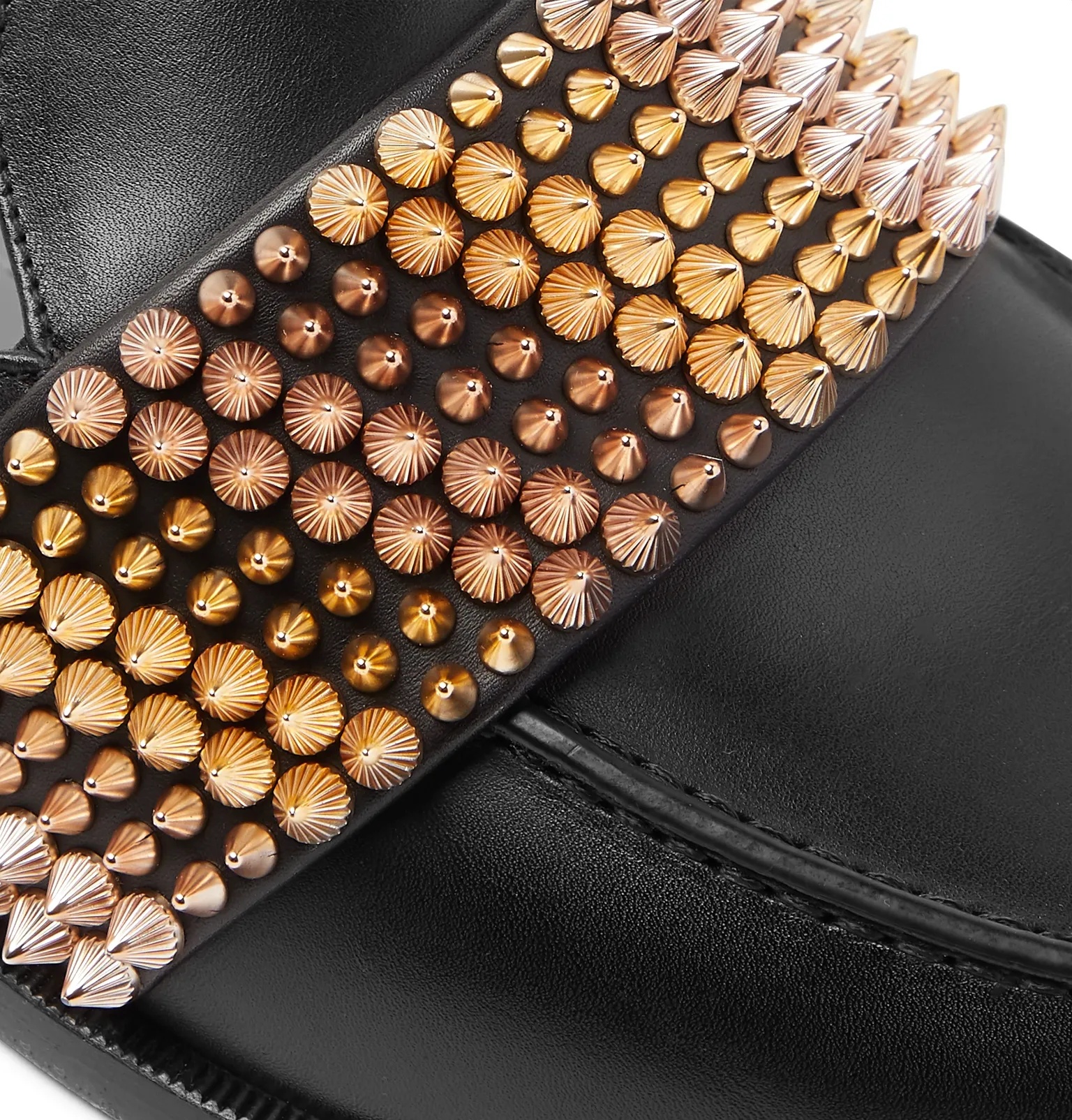 Studded Leather Backless Loafers - 6