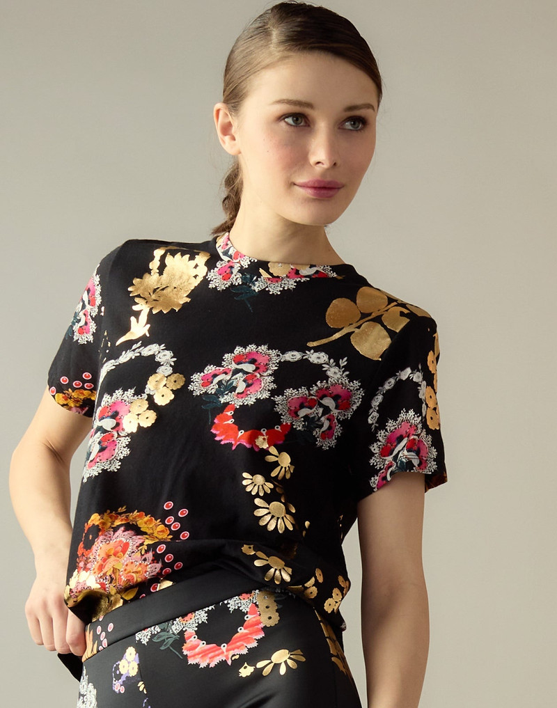 CYNTHIA ROWLEY Gold Foil T-Shirt outlook