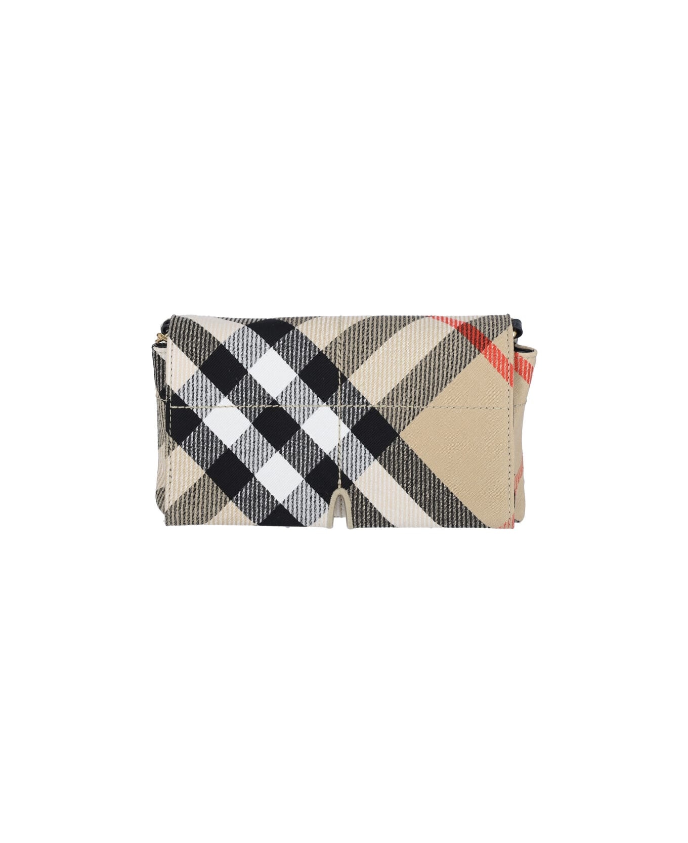 'check' Crossbody Bag In Beige Polyester Blend - 1
