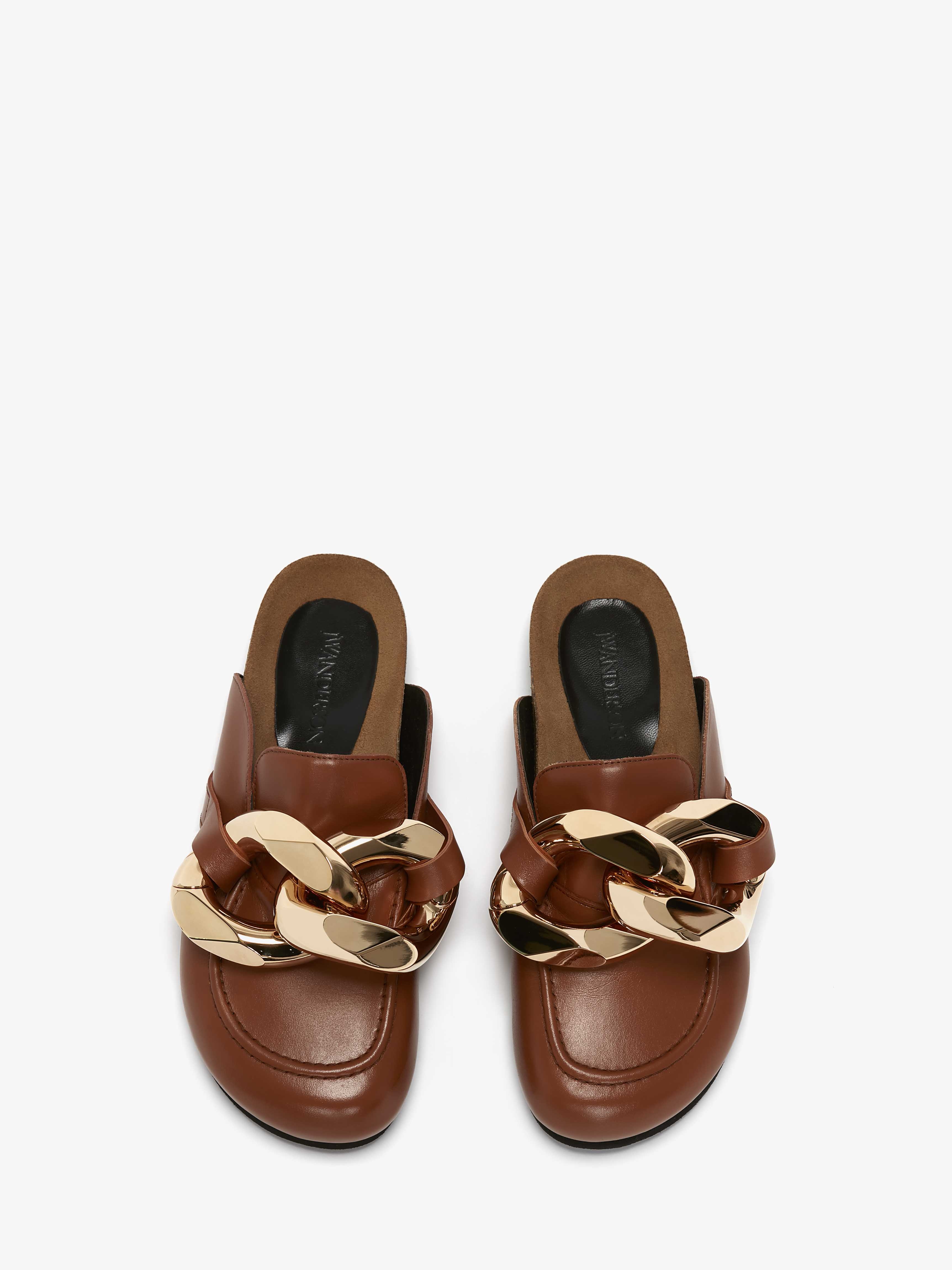 CHAIN LOAFER LEATHER MULES - 4