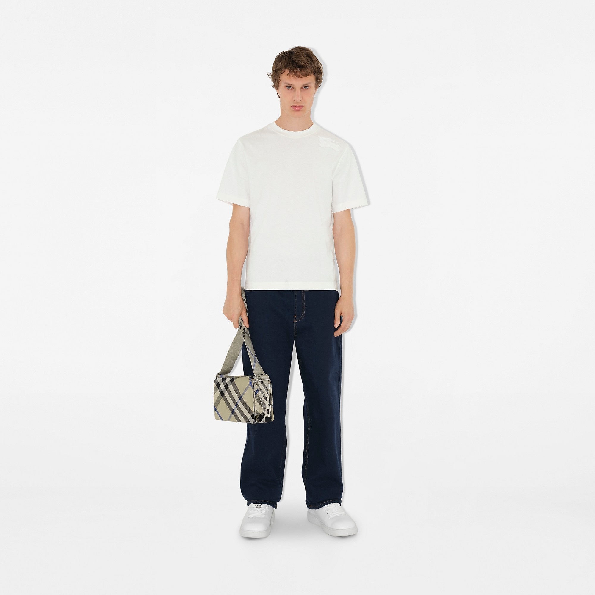 BURBERRY｜ (Check Trench Crossbody Bag (8092604)) Burberry Beige Check Trench Crossbody Bag Burberry