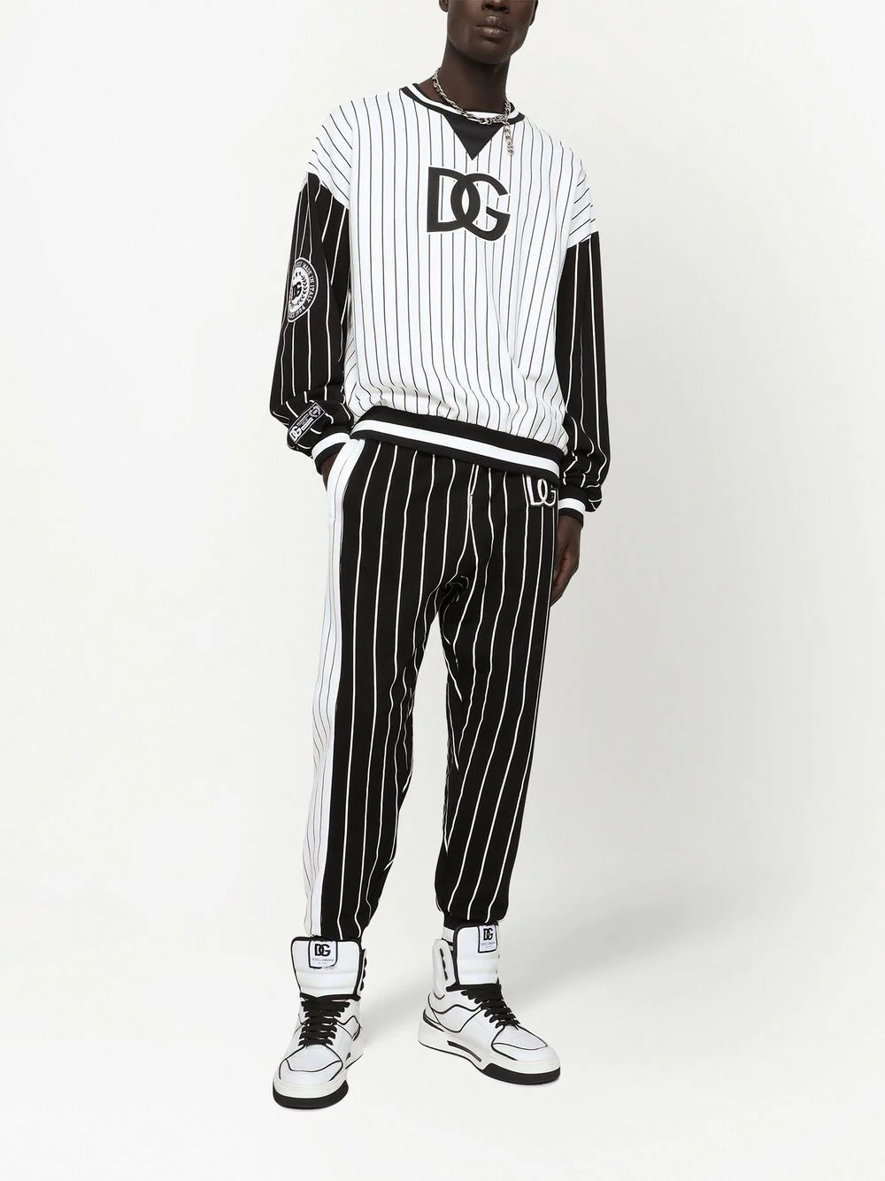 stripe-panelled jersey sweatshirt - 3